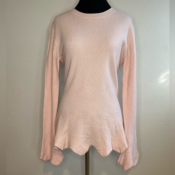 Ted Baker Bobbe Peplum Scallop Merino Wool Sweater Size 3 (US 8-10) - Picture 2 of 8